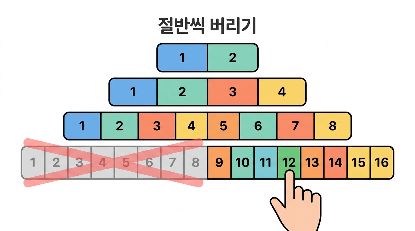 이진 탐색 — 100만 개를 20번에