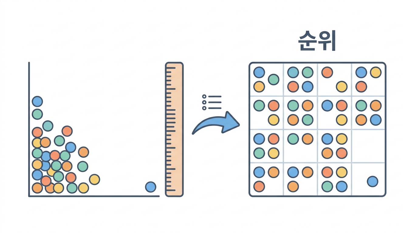 순위로 바꾸기 — 눈금을 버리고 순서만 남긴다