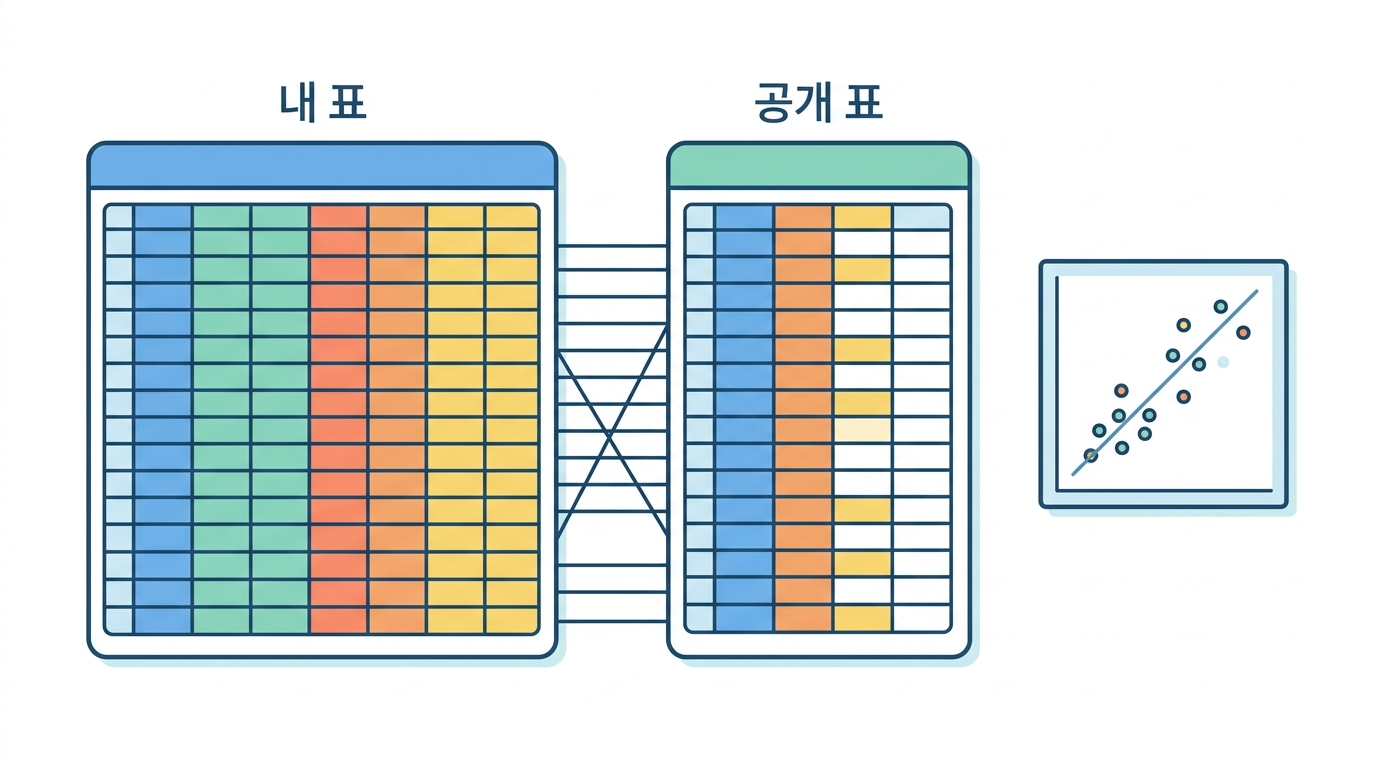 카운트 표를 만들고 공개 표와 맞춰 본다