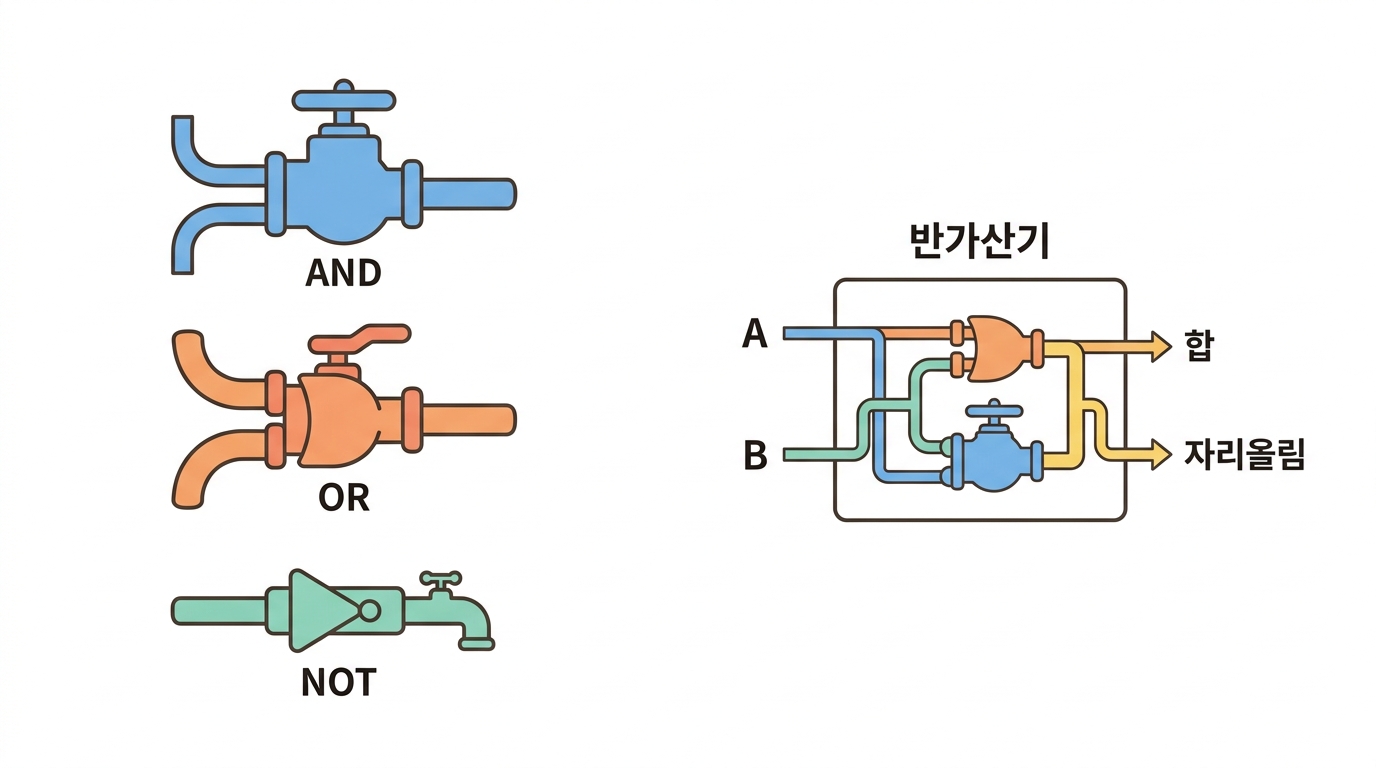 논리 게이트 — 전기 스위치로 덧셈을 만들다