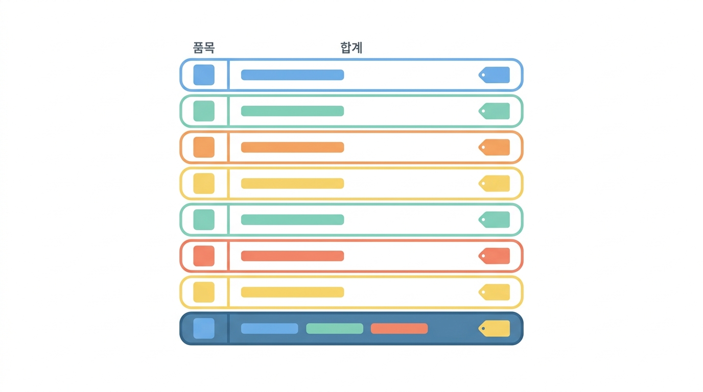 부품표 — 한 줄에 무엇을 적는가
