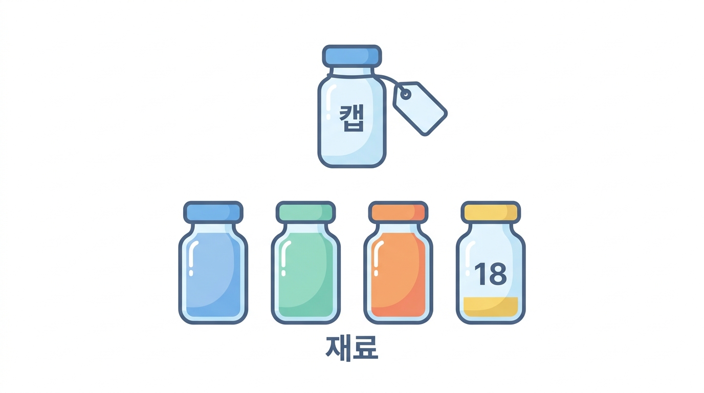 재료값 — 캡이 Cap 1 인데 더 싸다
