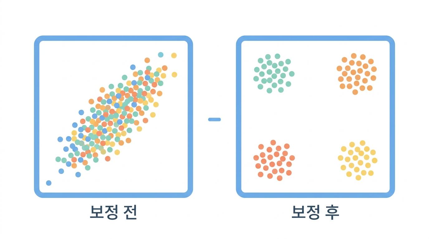 보정과 FMO — 새어 든 빛을 빼내기