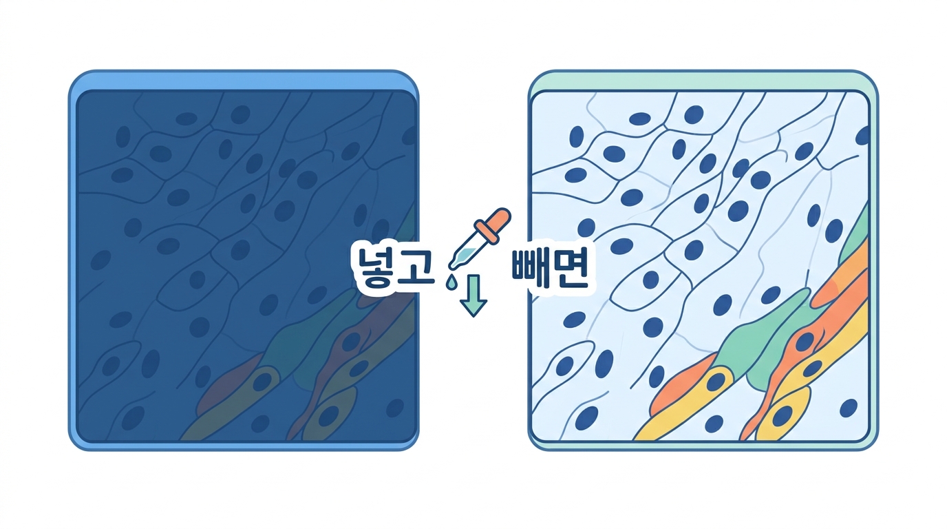 분화 10초 — 일부러 색을 빼내는 단계