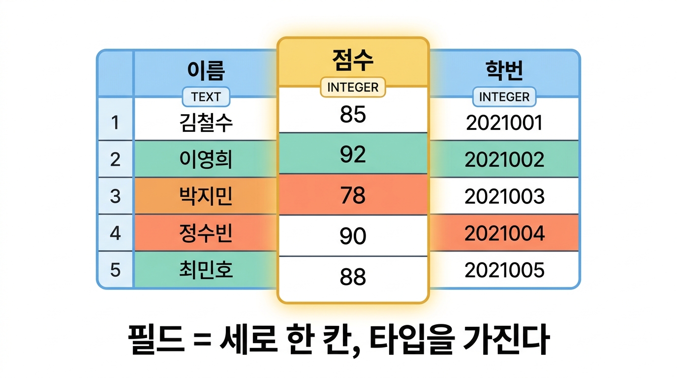 필드 — 세로 한 칸, 그리고 '타입'이라는 약속