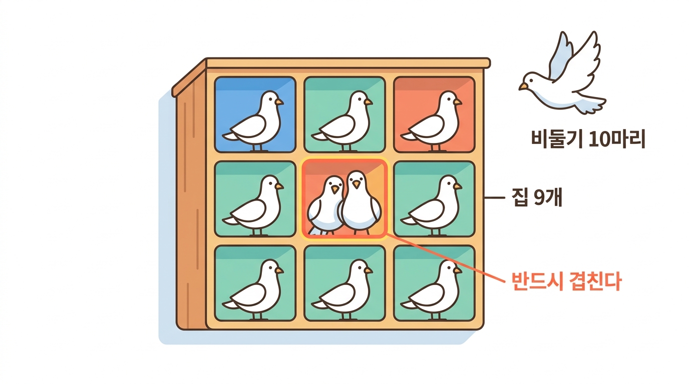 비둘기집 원리 — 세어 보지 않고도 아는 것