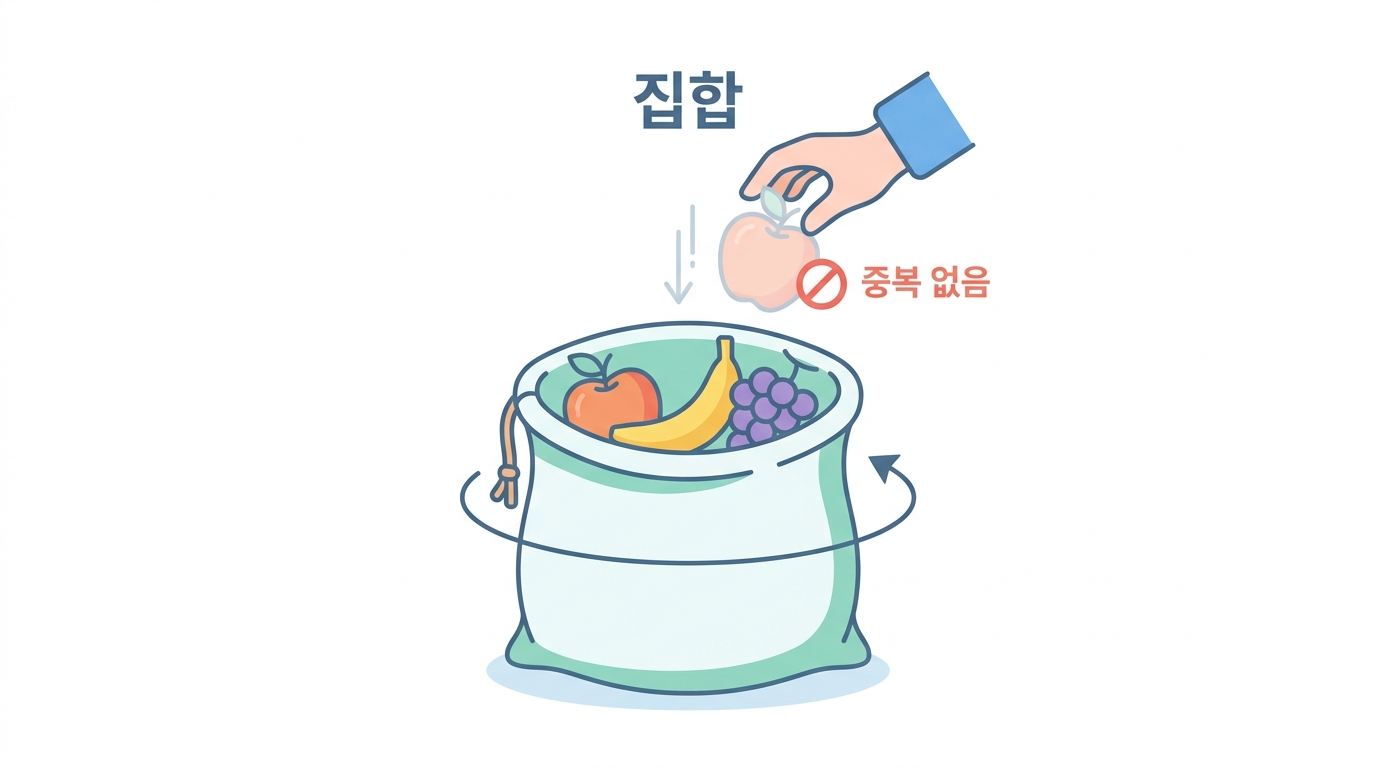 집합 — 순서도 중복도 없는 자루