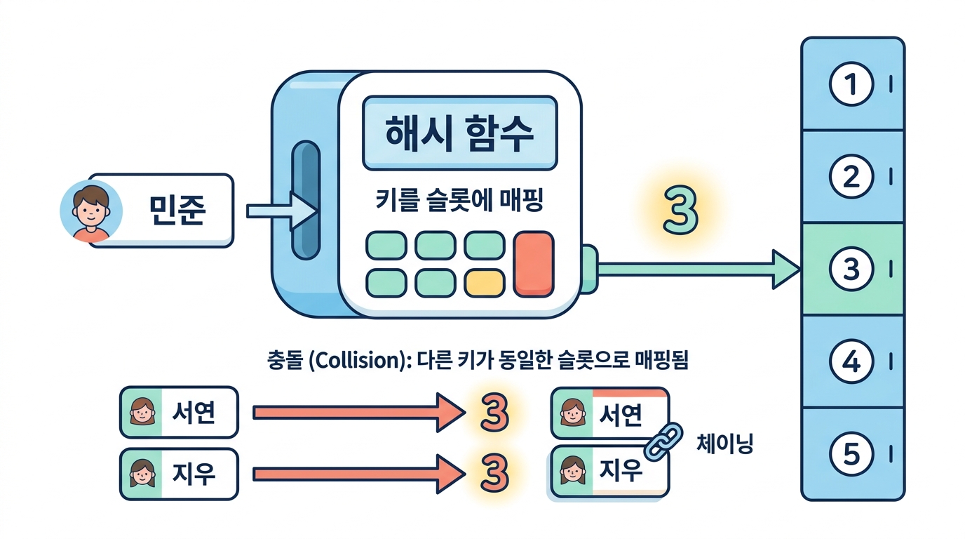 해시 테이블 — 이름을 번호로 바꾸는 마법