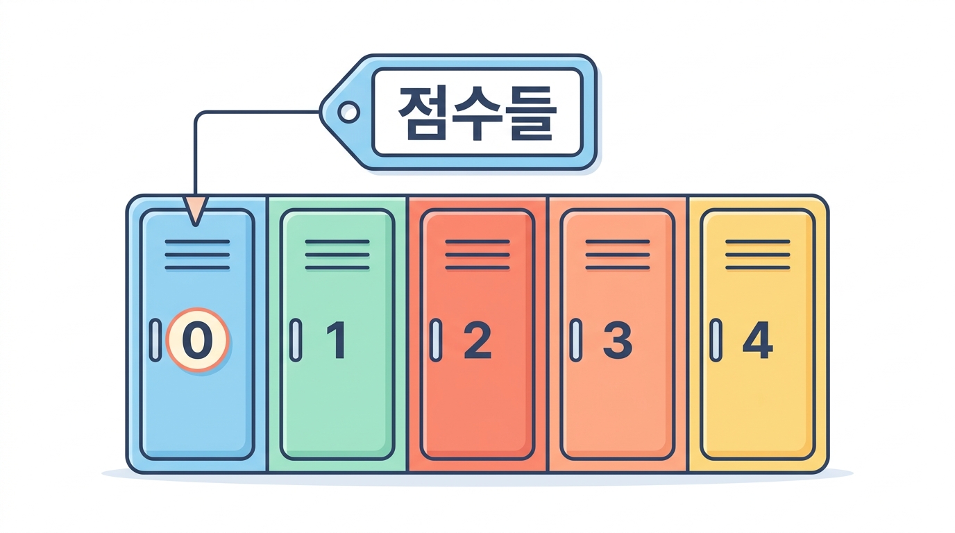 리스트 — 번호가 붙은 사물함 한 줄
