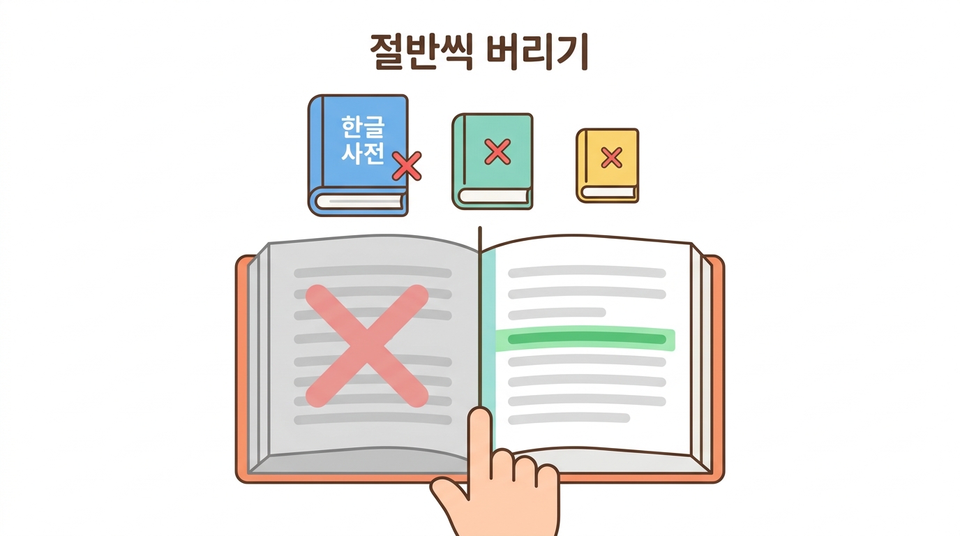 탐색 — 처음부터 하나씩 vs 반씩 접기