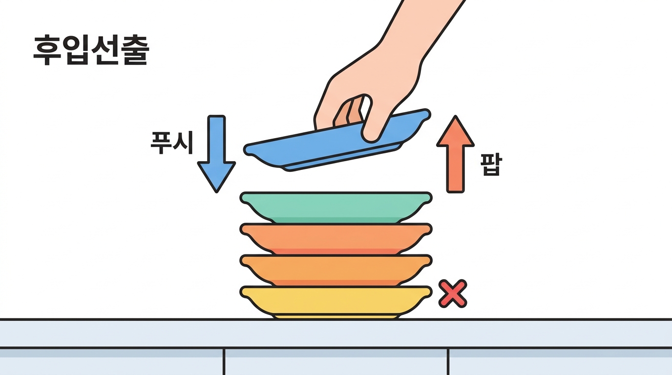 스택 — 마지막에 쌓은 접시를 먼저