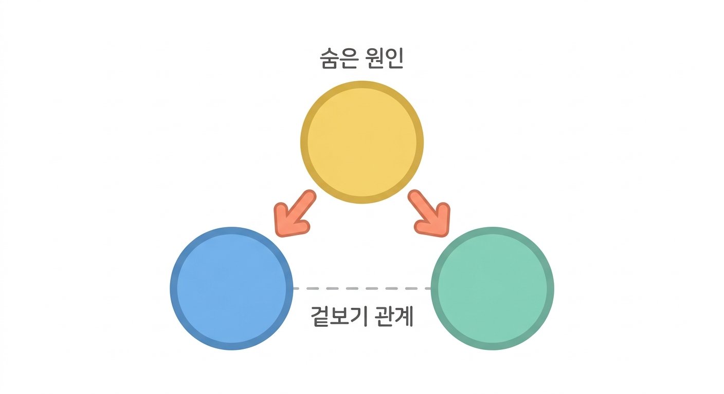교란 — 숨은 원인이 둘 다를 만든다