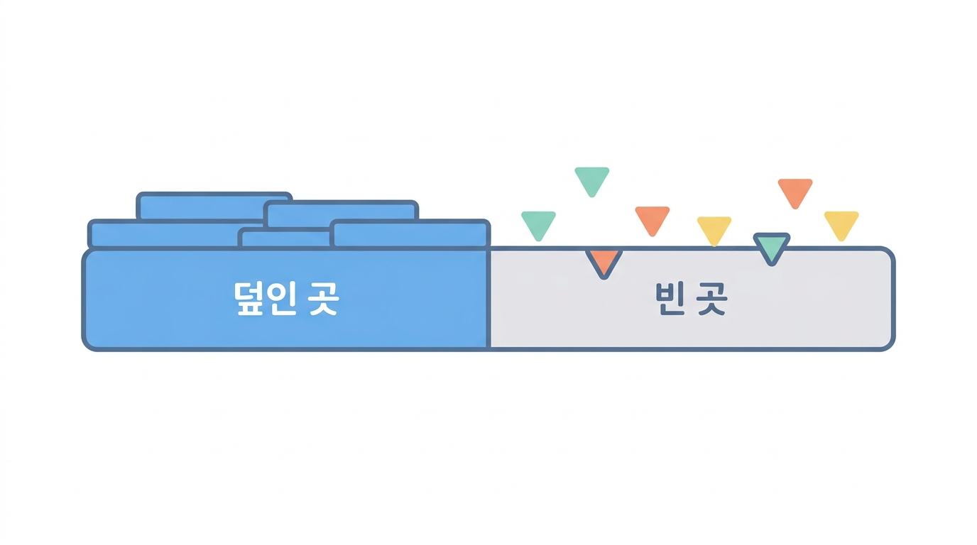 주형 찾기 — 절반만 덮였다