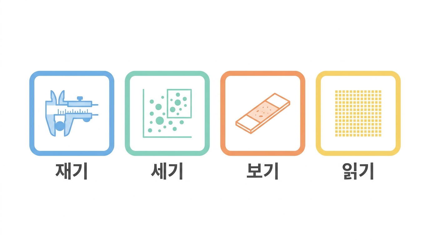 무엇을 읽나 — 종양부피 · 유세포 패널 · 조직 · 단일세포