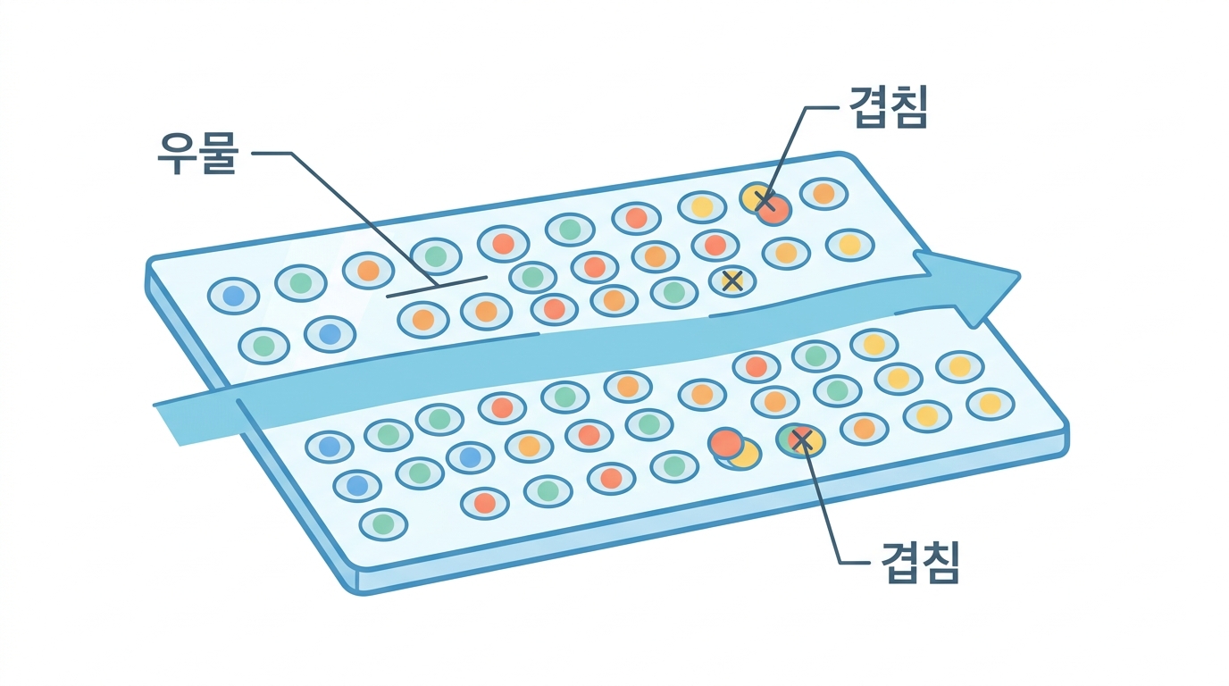 플로우셀 — 유리판 위에 가닥을 심는다