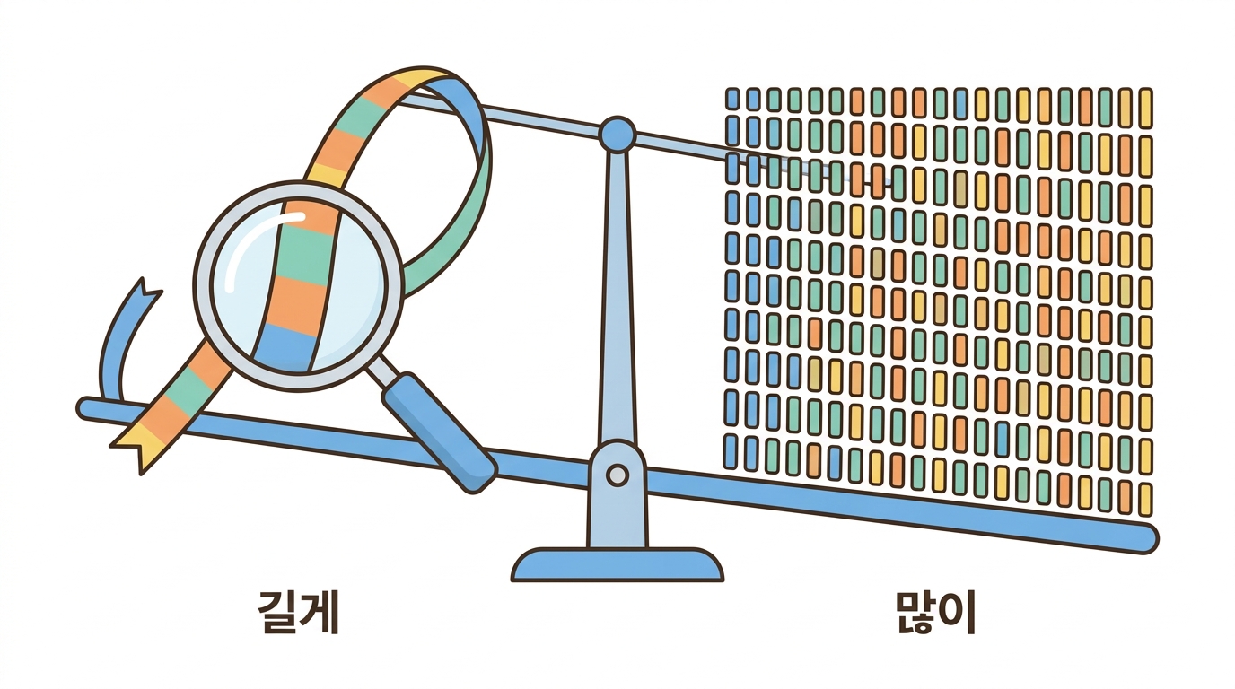 한 가닥을 길게, 수억 가닥을 짧게