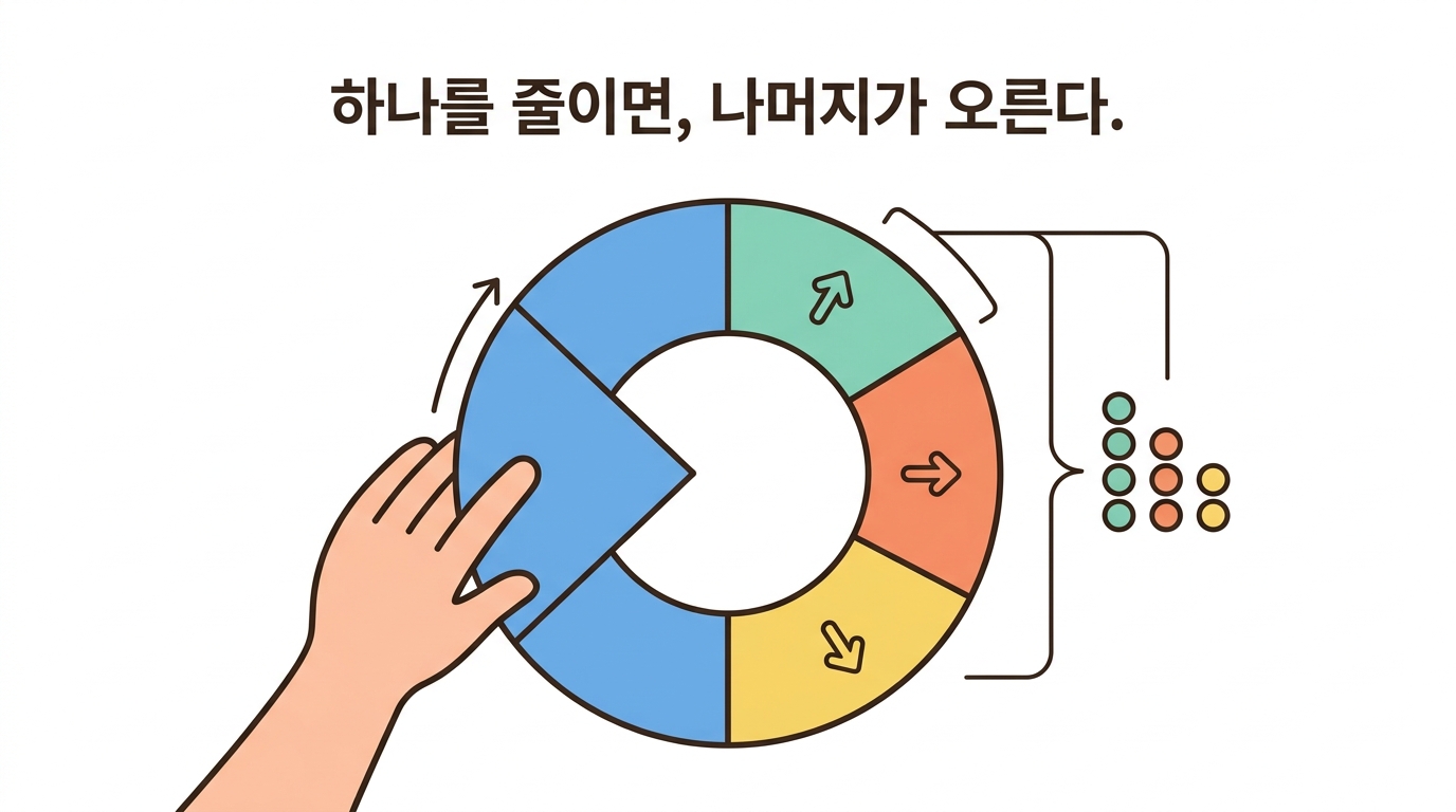 비율은 서로 묶여 있다 — 호중구가 내려앉으면 나머지가 저절로 오른다