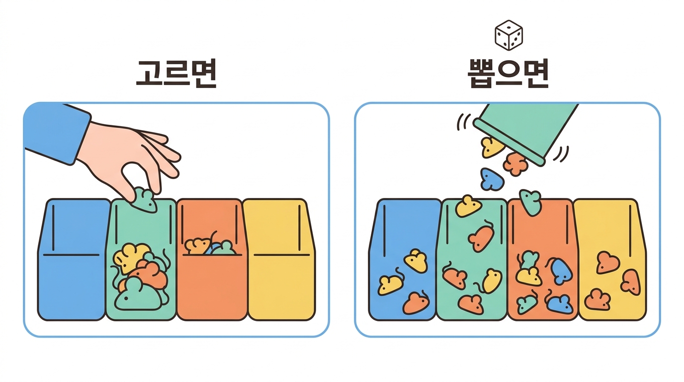 무작위배정 — 나누는 사람의 손을 묶는다