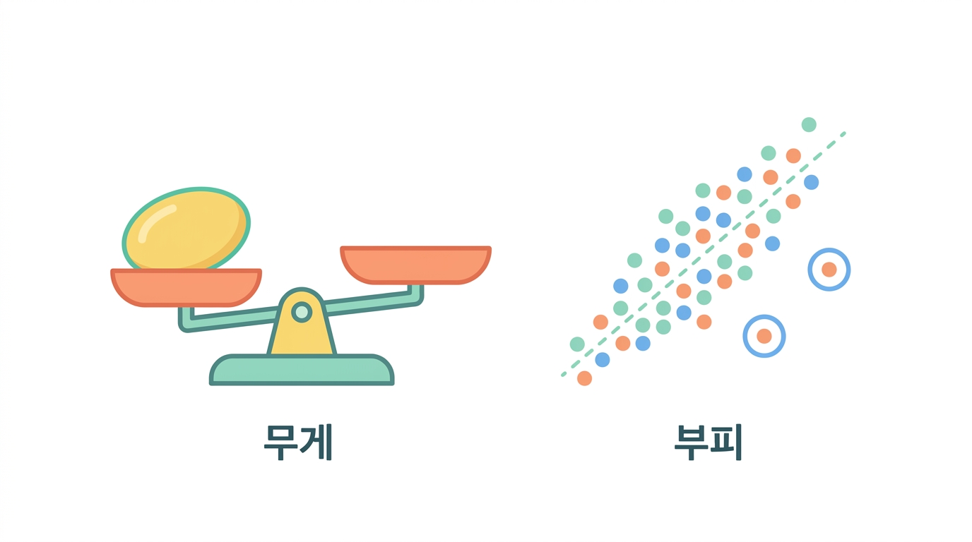 적출 종양의 무게 — 부피와 어긋날 때
