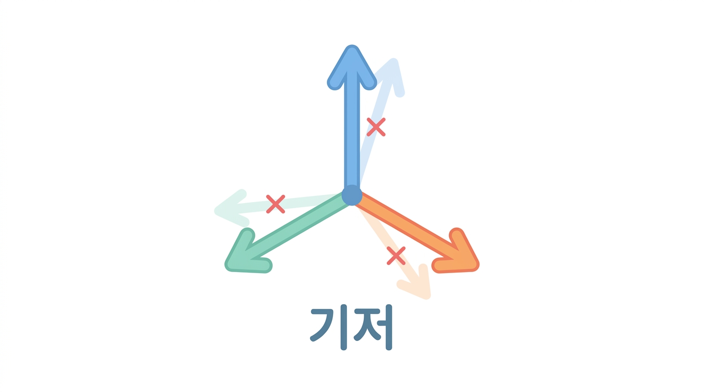 일차독립 · 기저 · 차원 — 꼭 필요한 만큼만