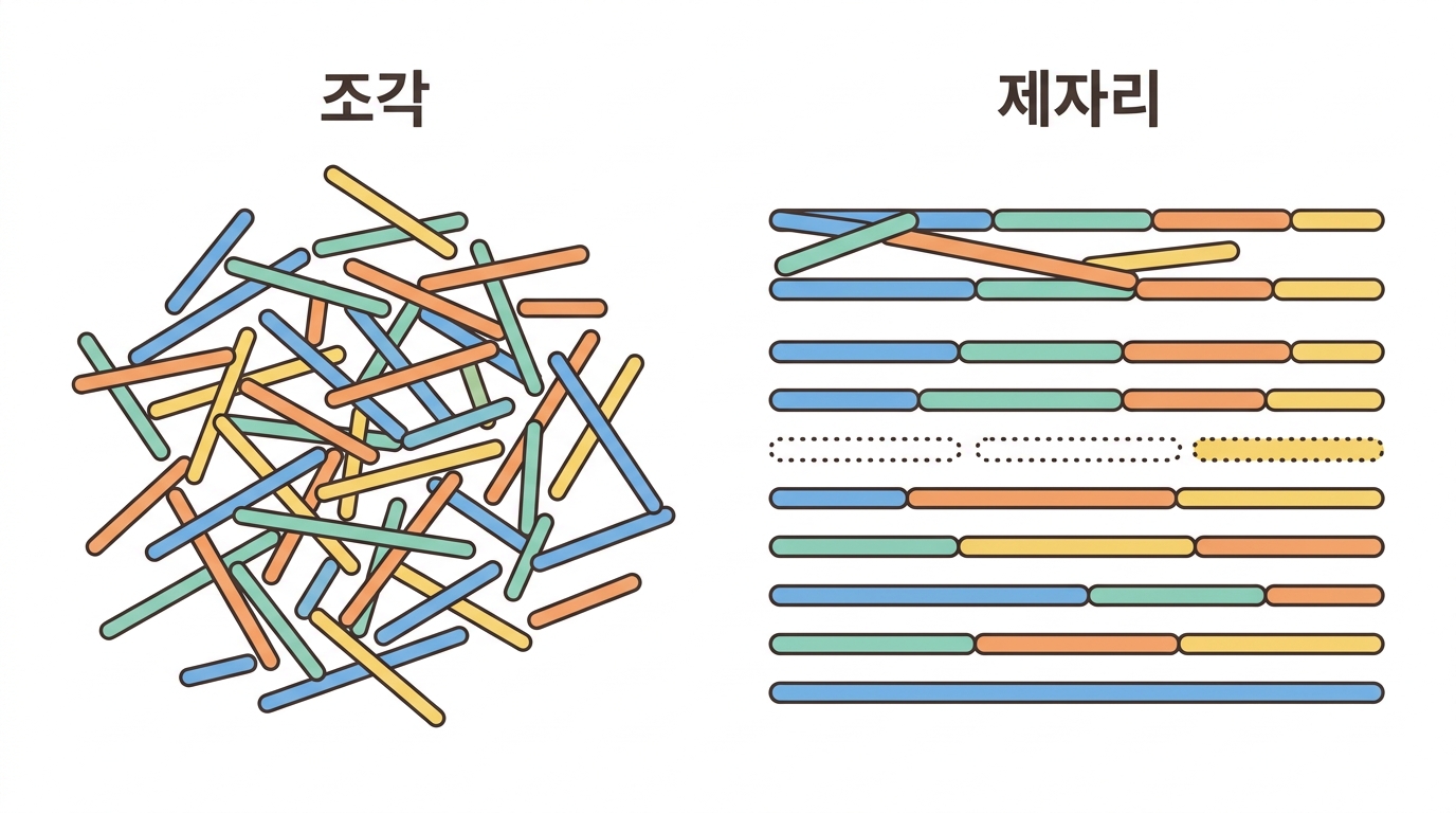 맞춰 놓기 — 150글자를 24억 칸에