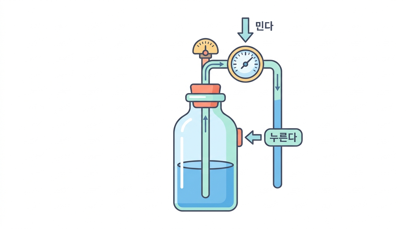 압력 발생기 — 펌프 대신 누르는 힘으로 민다