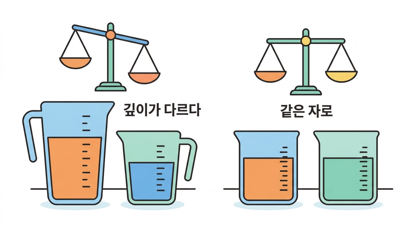깊이가 다르다 — raw count 는 거짓말을 한다