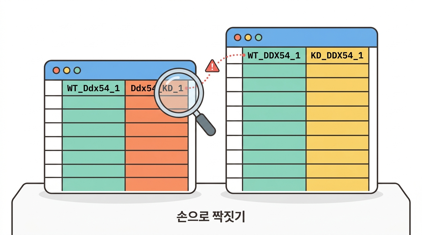 표 두 장을 연다 — 1,976 × 6 과 24,419 × 7