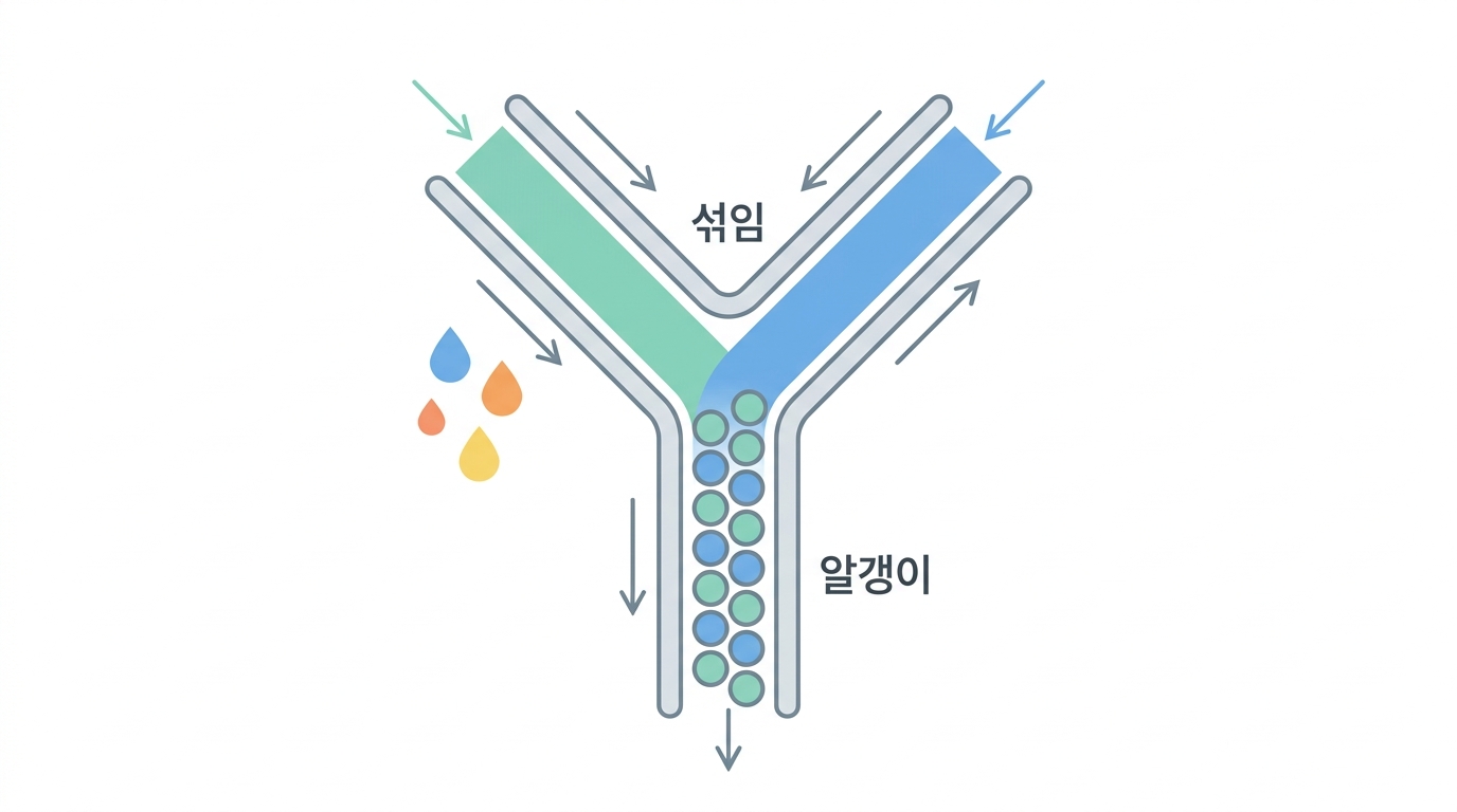 LNP 제조 — 네 가지 지질과 마이크로유체 혼합