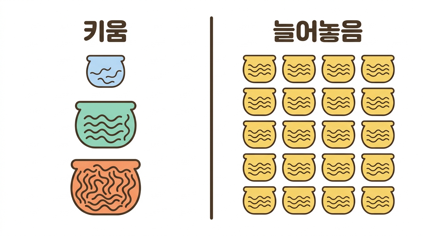 키우기와 늘어놓기 — scale-up 과 numbering-up