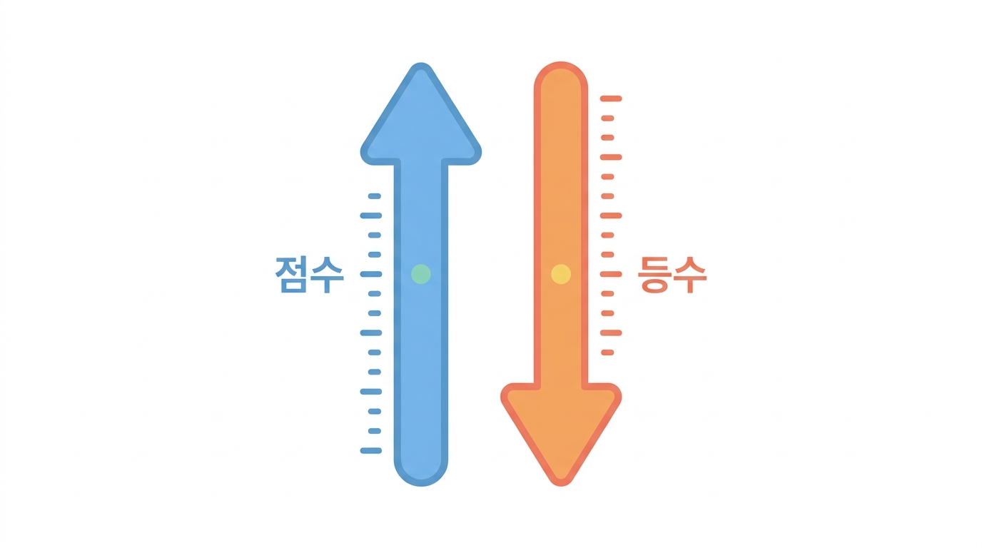 두 숫자가 같은 곳을 가리킨다 — 점수와 퍼센타일