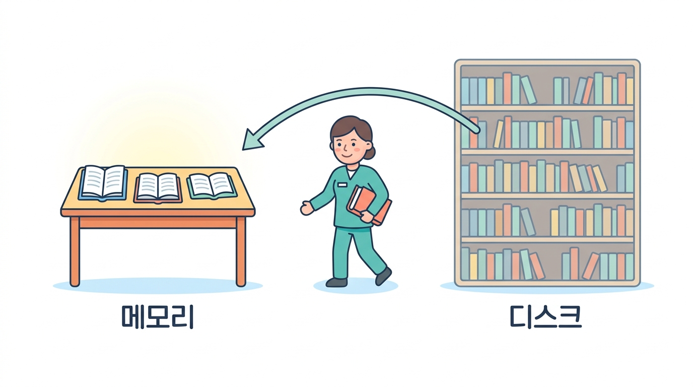 메모리 — 좁은 책상을 나눠 쓰기