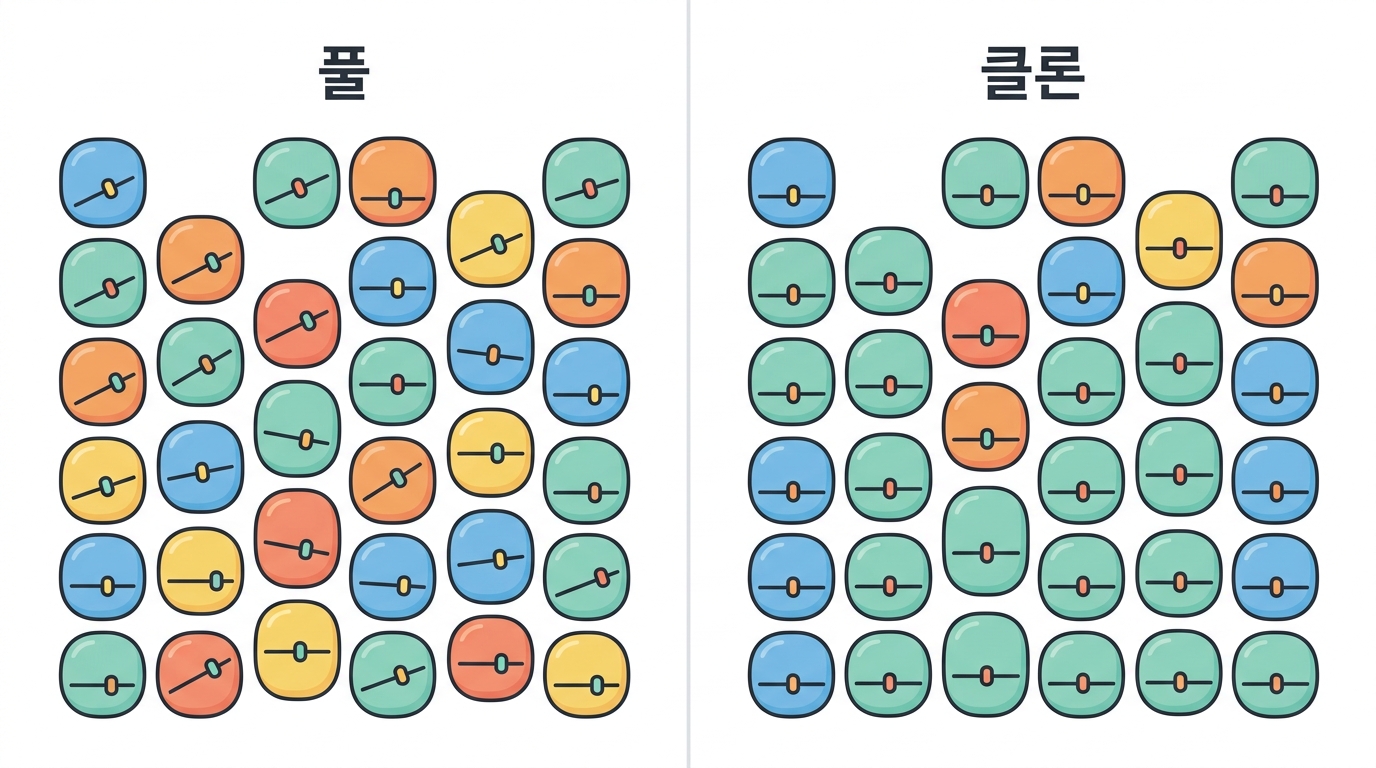 안정주 — 풀로 쓸까, 클론을 딸까