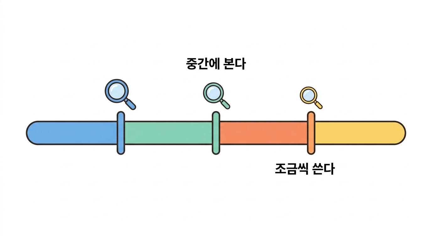 중간에 들여다보기 — 볼 때마다 알파를 쓴다