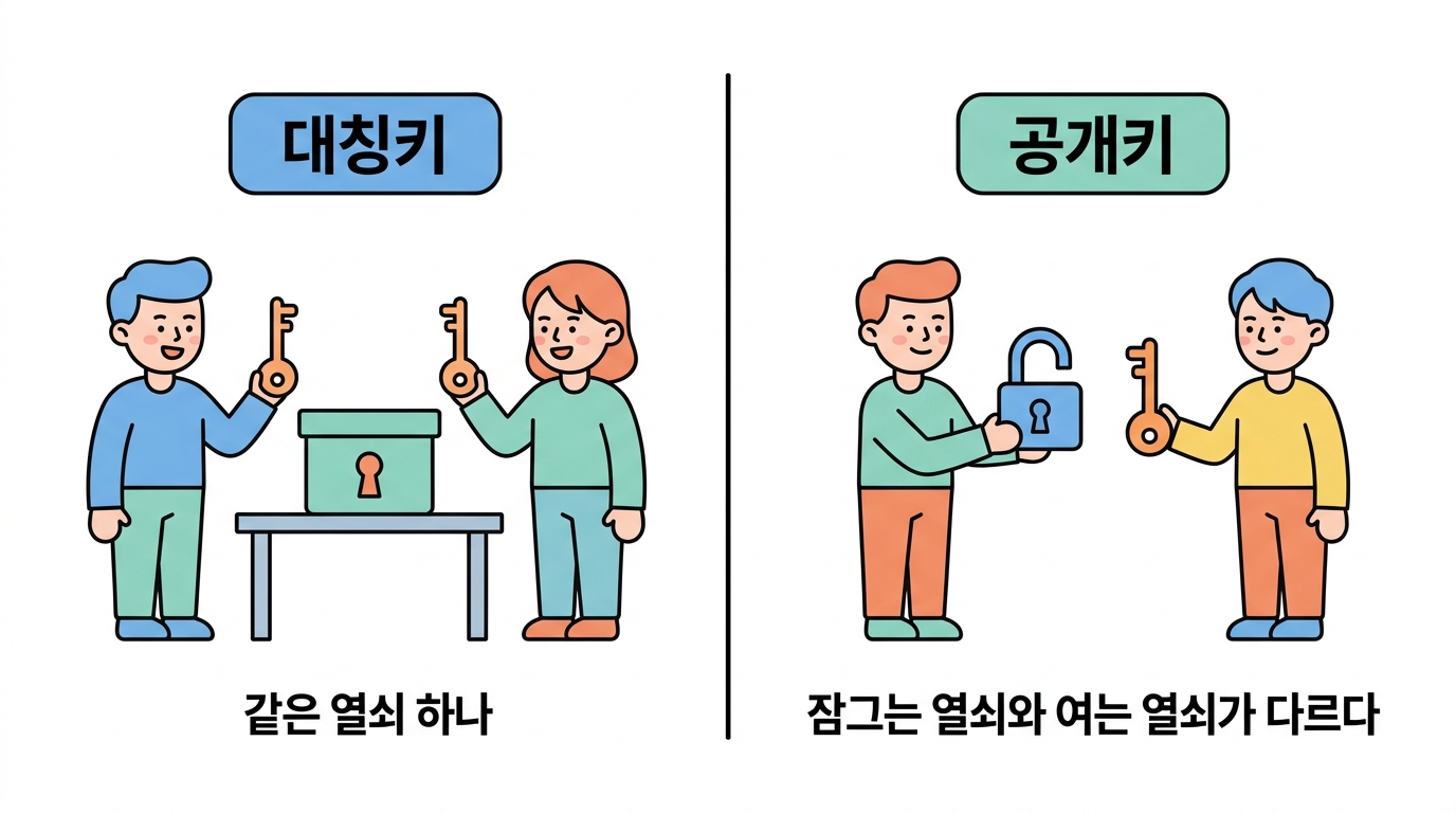 암호 — 열쇠가 하나일 때와 둘일 때