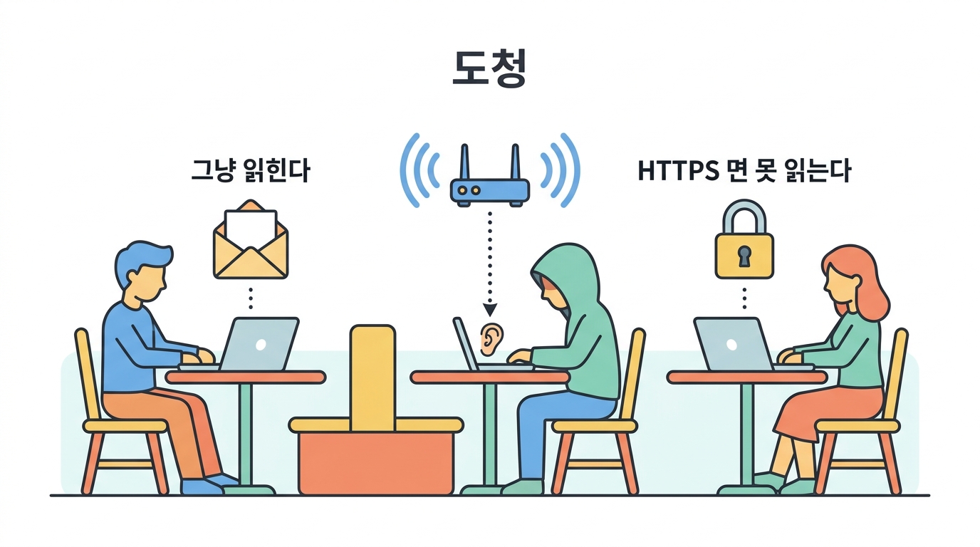 도청 — 같은 와이파이에 앉은 사람