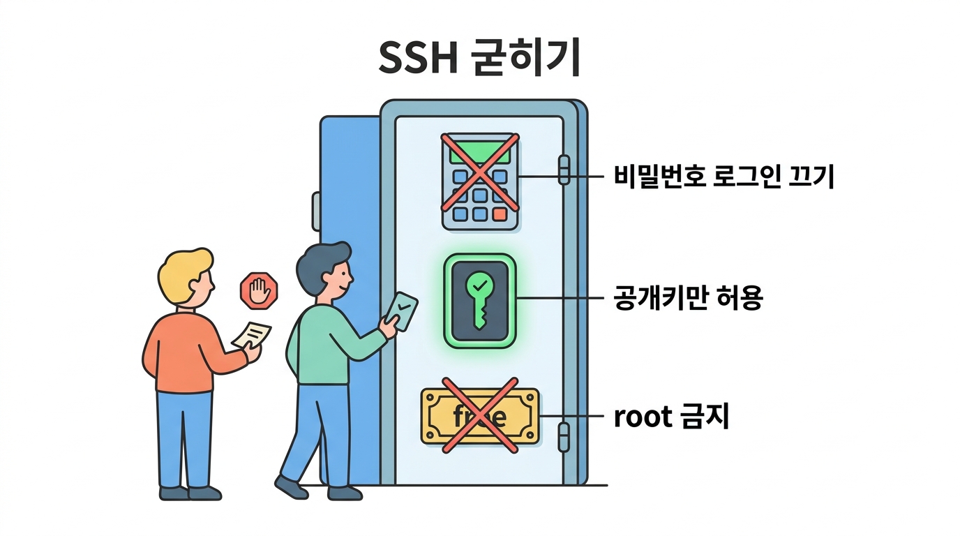 SSH 굳히기 — 관리자의 문을 좁힌다