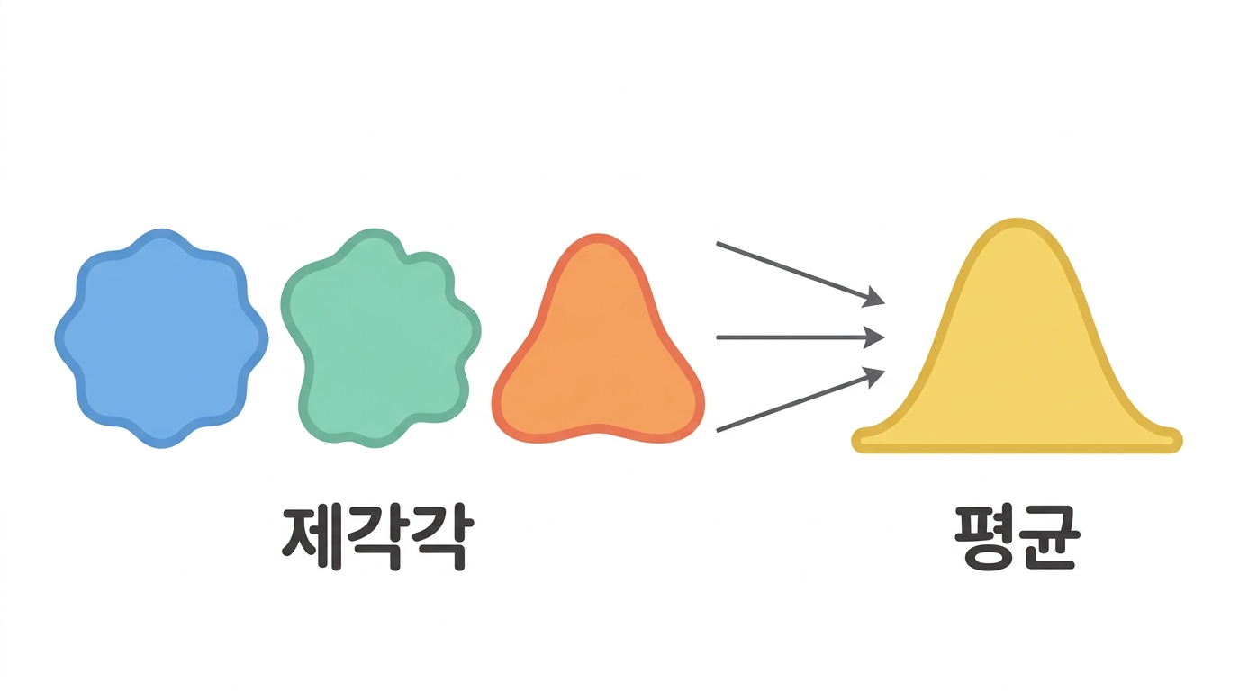 중심극한정리 — 왜 평균은 늘 종 모양이 되나