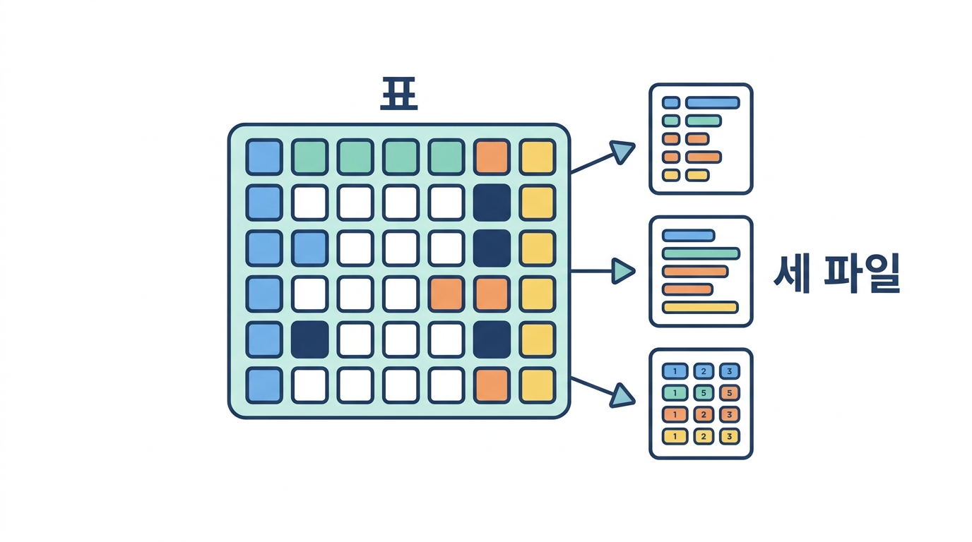 세 파일 — barcodes · features · matrix