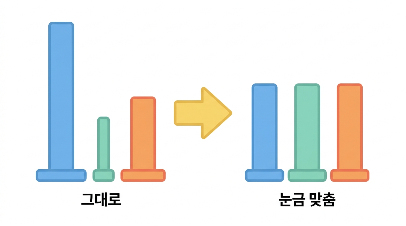 정규화와 로그 — 깊이가 다른 세포를 견주려면