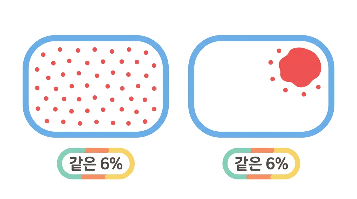같은 침윤률, 다른 그림 — 흩어짐과 뭉침