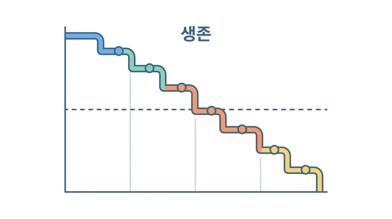 생존곡선 — 계단을 손으로 그린다