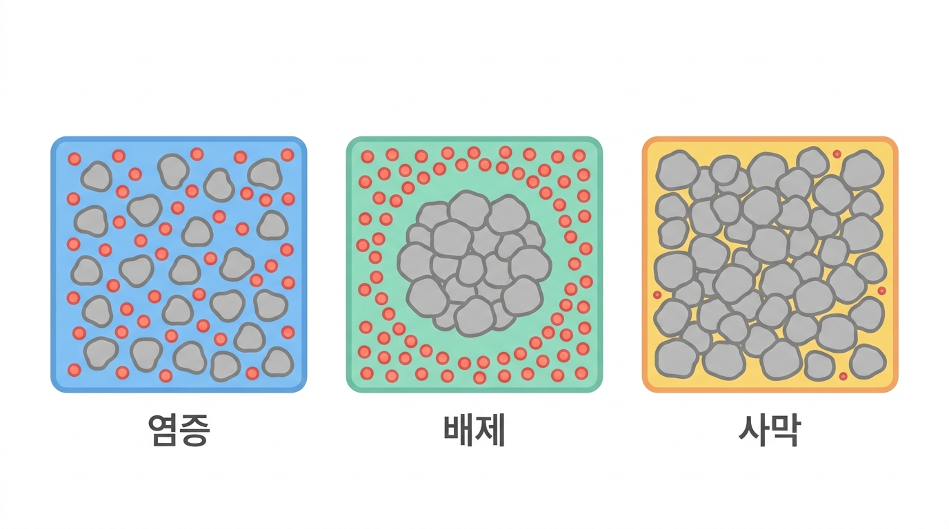 【실습】 사막 · 배제 · 염증 — 세 표현형을 좌표로 다시 본다