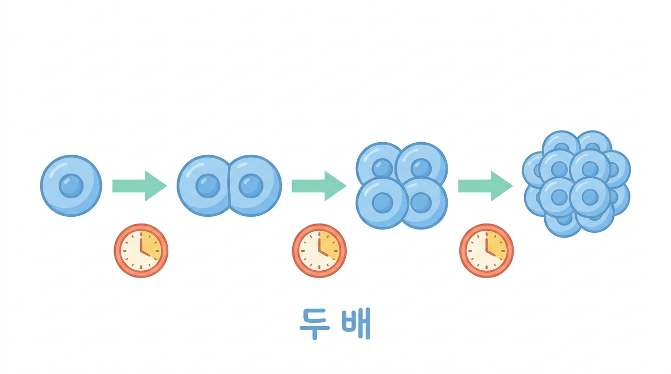 배가시간 — 한 번 나누는 데 걸리는 시간
