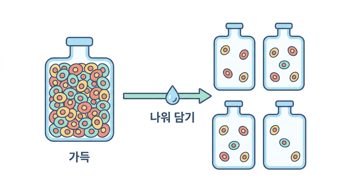 계대 — 트립신으로 떼고, 나눠 담는다